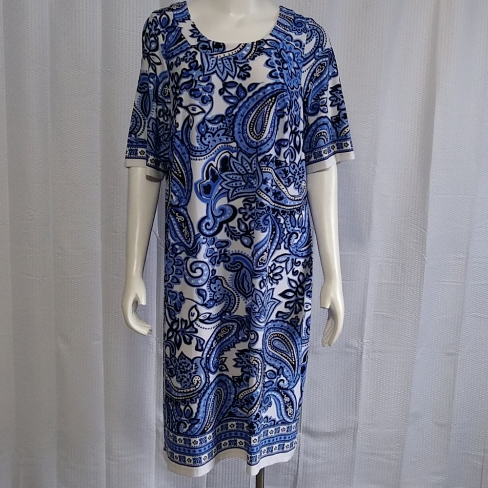 Maggie Barnes Paisley Blue/White/Black Dress